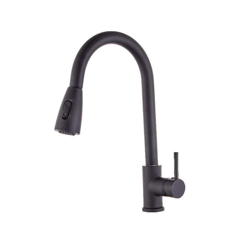 Modern Spray Kitchen Faucet Brass Pulldown Sprayer Swivel Spout Bridge Faucet Stainless Steel Black Clearhalo 'Home Improvement' 'home_improvement' 'home_improvement_kitchen_faucets' 'Kitchen Faucets' 'Kitchen Remodel & Kitchen Fixtures' 'Kitchen Sinks & Faucet Components' 'kitchen_faucets' 7063101