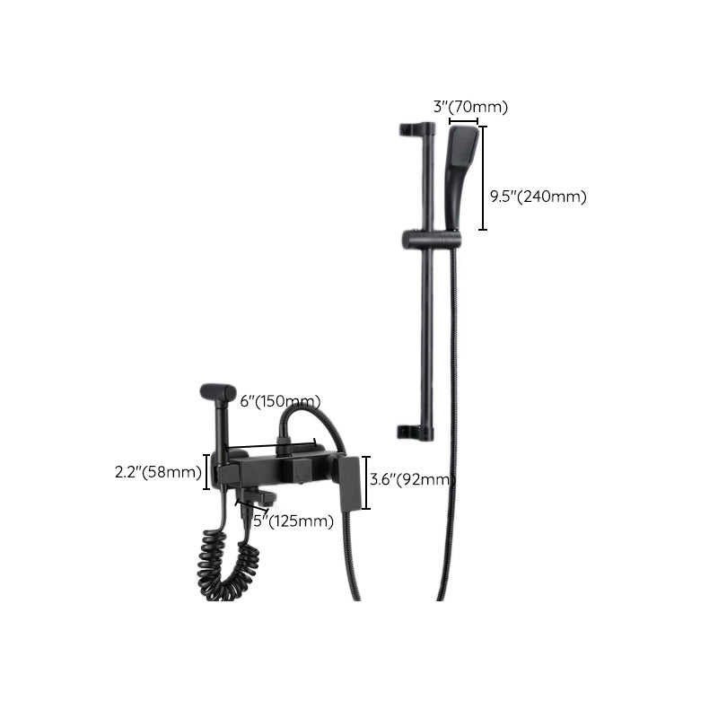 Black Wall Mounted Shower Head Combo Modern Metal Shower System Clearhalo 'Bathroom Remodel & Bathroom Fixtures' 'Home Improvement' 'home_improvement' 'home_improvement_shower_faucets' 'Shower Faucets & Systems' 'shower_faucets' 'Showers & Bathtubs Plumbing' 'Showers & Bathtubs' 7063144