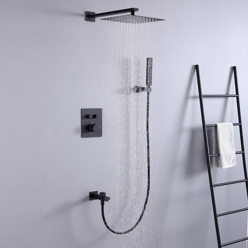 Brass Contemporary Shower Head Combo Modern Shower System for Bathroom Black In-wall Top Spray (with Crossbar) 3 Clearhalo 'Bathroom Remodel & Bathroom Fixtures' 'Home Improvement' 'home_improvement' 'home_improvement_shower_faucets' 'Shower Faucets & Systems' 'shower_faucets' 'Showers & Bathtubs Plumbing' 'Showers & Bathtubs' 7063149