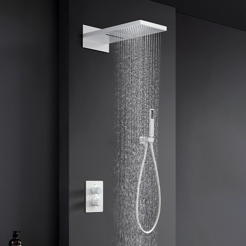 Brass Contemporary Shower Head Combo Modern Shower System for Bathroom White In-wall Top Spray 2 Clearhalo 'Bathroom Remodel & Bathroom Fixtures' 'Home Improvement' 'home_improvement' 'home_improvement_shower_faucets' 'Shower Faucets & Systems' 'shower_faucets' 'Showers & Bathtubs Plumbing' 'Showers & Bathtubs' 7063158