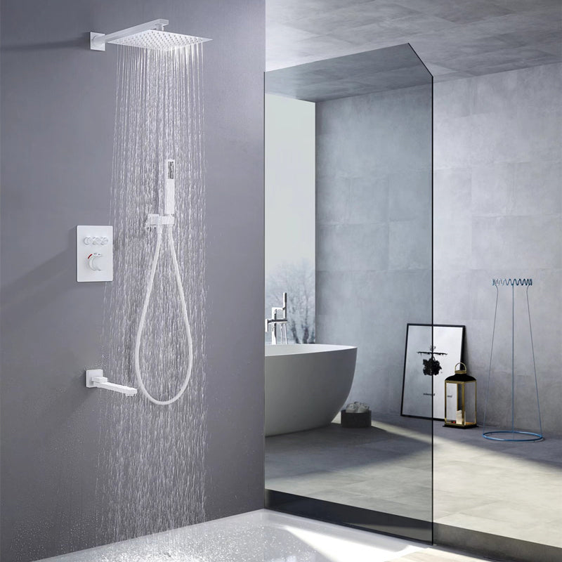 Brass Contemporary Shower Head Combo Modern Shower System for Bathroom White In-wall Top Spray (with Crossbar) 3 Clearhalo 'Bathroom Remodel & Bathroom Fixtures' 'Home Improvement' 'home_improvement' 'home_improvement_shower_faucets' 'Shower Faucets & Systems' 'shower_faucets' 'Showers & Bathtubs Plumbing' 'Showers & Bathtubs' 7063163