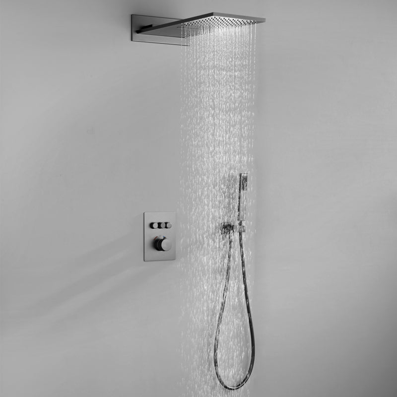 Brass Contemporary Shower Head Combo Modern Shower System for Bathroom Silver Gray In-wall Top Spray 2 Clearhalo 'Bathroom Remodel & Bathroom Fixtures' 'Home Improvement' 'home_improvement' 'home_improvement_shower_faucets' 'Shower Faucets & Systems' 'shower_faucets' 'Showers & Bathtubs Plumbing' 'Showers & Bathtubs' 7063165
