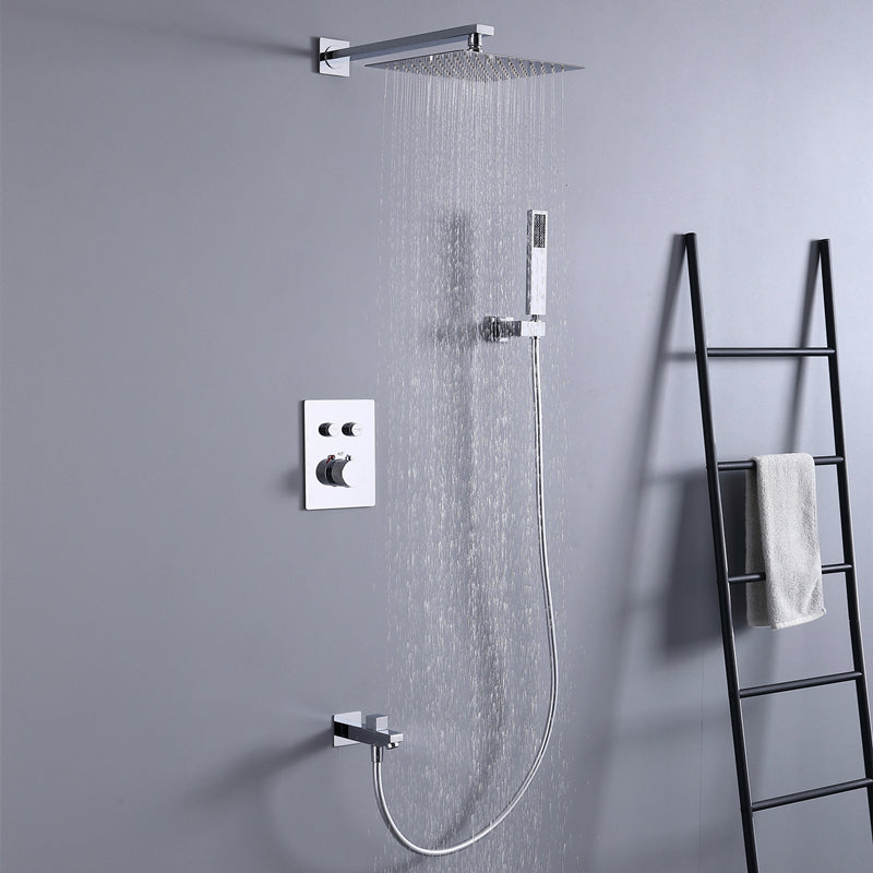 Brass Contemporary Shower Head Combo Modern Shower System for Bathroom Chrome In-wall Top Spray (with Crossbar) 3 Clearhalo 'Bathroom Remodel & Bathroom Fixtures' 'Home Improvement' 'home_improvement' 'home_improvement_shower_faucets' 'Shower Faucets & Systems' 'shower_faucets' 'Showers & Bathtubs Plumbing' 'Showers & Bathtubs' 7063168