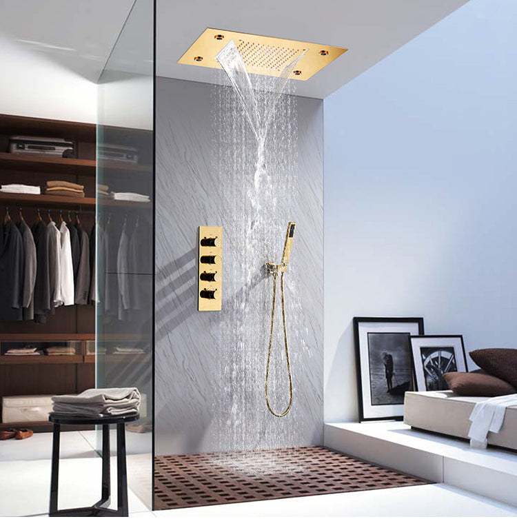 Ceiling Mounted Shower System Raining Jet Handheld Shower Head Shower System Clearhalo 'Bathroom Remodel & Bathroom Fixtures' 'Home Improvement' 'home_improvement' 'home_improvement_shower_faucets' 'Shower Faucets & Systems' 'shower_faucets' 'Showers & Bathtubs Plumbing' 'Showers & Bathtubs' 7063178