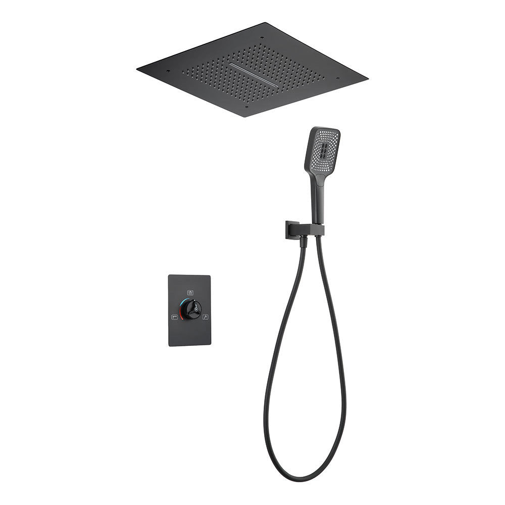 Modern simplicity Shower System with Hand Shower Adjustable Spray Pattern Shower Set Black Square Tap Not Included Clearhalo 'Bathroom Remodel & Bathroom Fixtures' 'Home Improvement' 'home_improvement' 'home_improvement_shower_faucets' 'Shower Faucets & Systems' 'shower_faucets' 'Showers & Bathtubs Plumbing' 'Showers & Bathtubs' 7063183