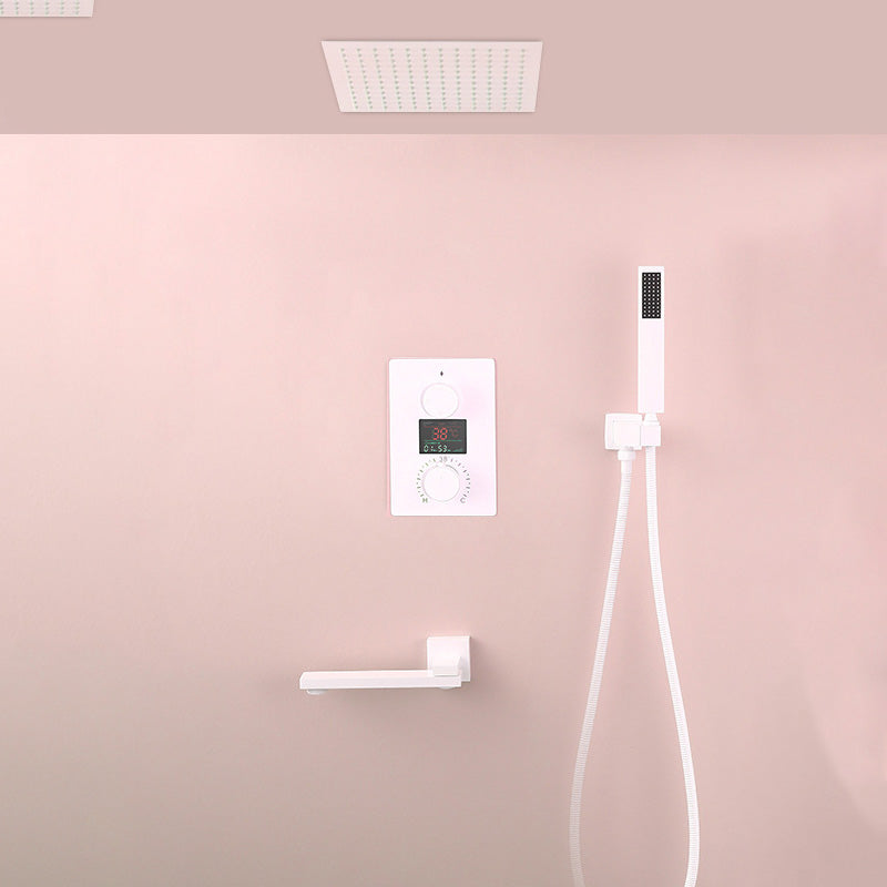 Modern Shower System Brass Adjustable Shower Head Shower Combo White Ceiling Top Spray Clearhalo 'Bathroom Remodel & Bathroom Fixtures' 'Home Improvement' 'home_improvement' 'home_improvement_shower_faucets' 'Shower Faucets & Systems' 'shower_faucets' 'Showers & Bathtubs Plumbing' 'Showers & Bathtubs' 7063247