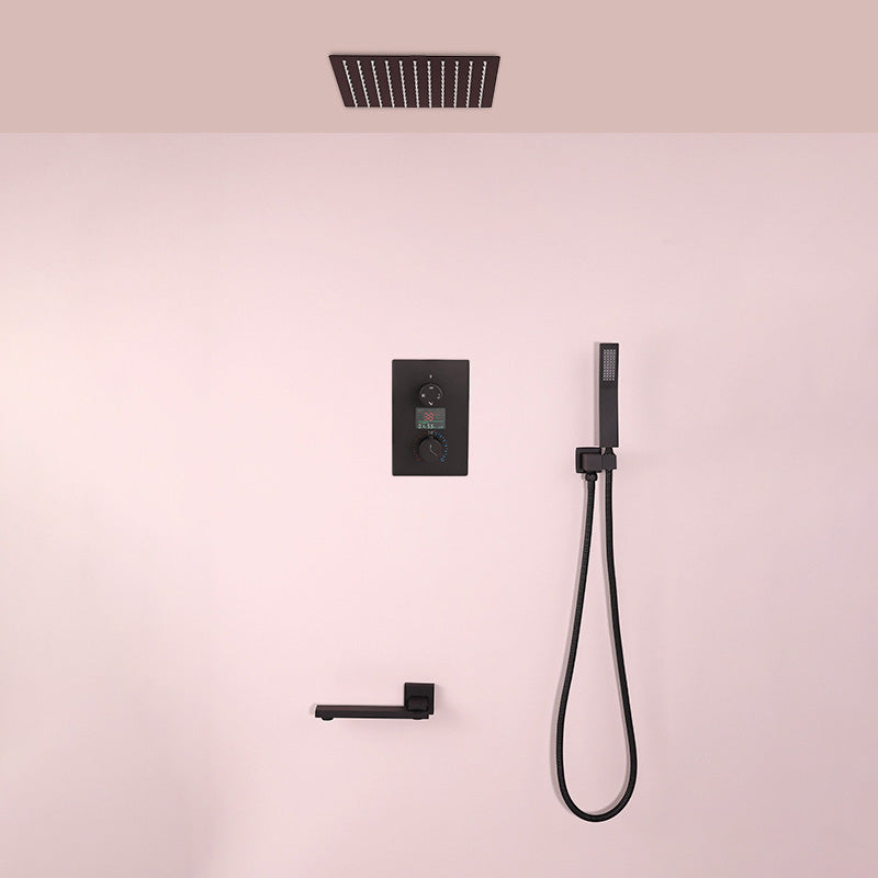 Modern Shower System Brass Adjustable Shower Head Shower Combo Black Ceiling Top Spray Clearhalo 'Bathroom Remodel & Bathroom Fixtures' 'Home Improvement' 'home_improvement' 'home_improvement_shower_faucets' 'Shower Faucets & Systems' 'shower_faucets' 'Showers & Bathtubs Plumbing' 'Showers & Bathtubs' 7063252