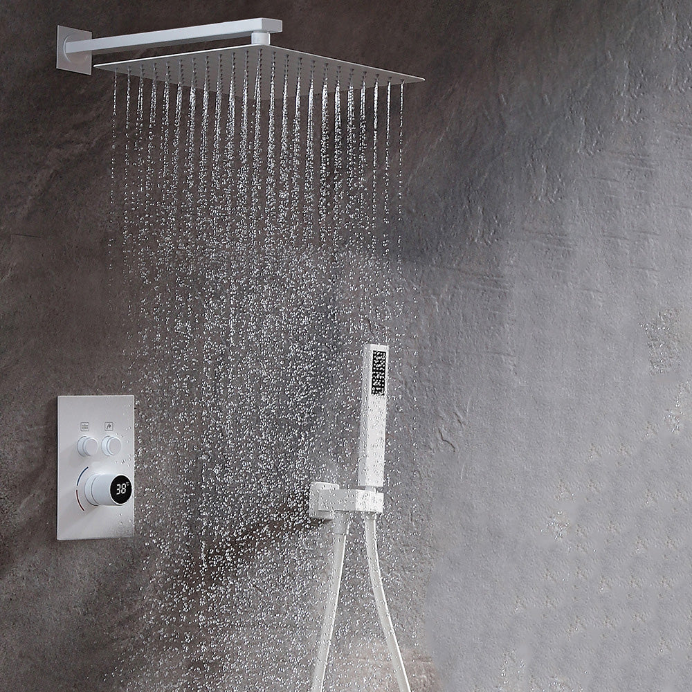 Modern Shower System Brass Temperature Control Ceiling Mounted Shower Combo Clearhalo 'Bathroom Remodel & Bathroom Fixtures' 'Home Improvement' 'home_improvement' 'home_improvement_shower_faucets' 'Shower Faucets & Systems' 'shower_faucets' 'Showers & Bathtubs Plumbing' 'Showers & Bathtubs' 7063265
