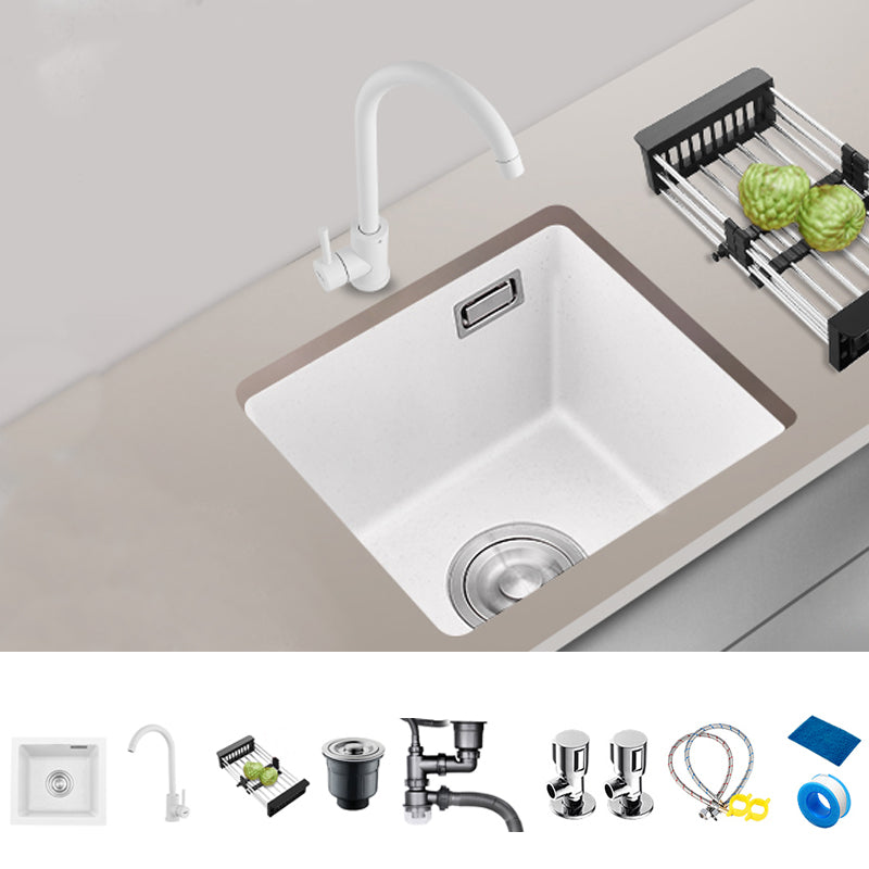 Quartz Kitchen Sink Single Bowl Kitchen Sink with with Drain Strainer Kit Sink with Faucet Round Faucet Clearhalo 'Home Improvement' 'home_improvement' 'home_improvement_kitchen_sinks' 'Kitchen Remodel & Kitchen Fixtures' 'Kitchen Sinks & Faucet Components' 'Kitchen Sinks' 'kitchen_sinks' 7063345