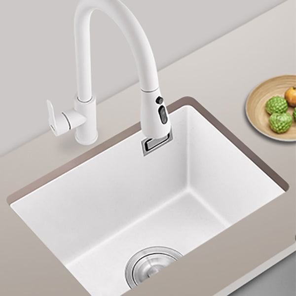 Quartz Kitchen Sink Single Bowl Kitchen Sink with with Drain Strainer Kit Clearhalo 'Home Improvement' 'home_improvement' 'home_improvement_kitchen_sinks' 'Kitchen Remodel & Kitchen Fixtures' 'Kitchen Sinks & Faucet Components' 'Kitchen Sinks' 'kitchen_sinks' 7063347