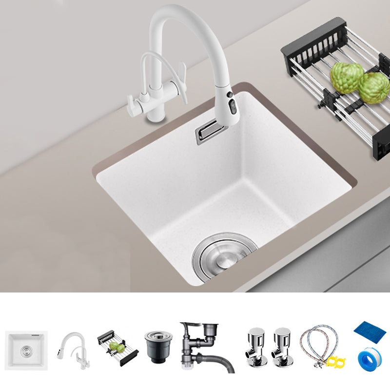 Quartz Kitchen Sink Single Bowl Kitchen Sink with with Drain Strainer Kit Sink with Faucet Double Tap for Water Purification Clearhalo 'Home Improvement' 'home_improvement' 'home_improvement_kitchen_sinks' 'Kitchen Remodel & Kitchen Fixtures' 'Kitchen Sinks & Faucet Components' 'Kitchen Sinks' 'kitchen_sinks' 7063350
