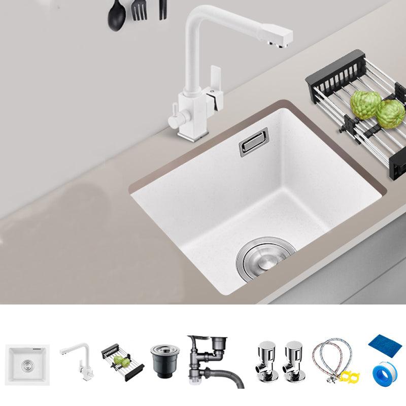 Quartz Kitchen Sink Single Bowl Kitchen Sink with with Drain Strainer Kit Sink with Faucet Seven Character Faucet Clearhalo 'Home Improvement' 'home_improvement' 'home_improvement_kitchen_sinks' 'Kitchen Remodel & Kitchen Fixtures' 'Kitchen Sinks & Faucet Components' 'Kitchen Sinks' 'kitchen_sinks' 7063352