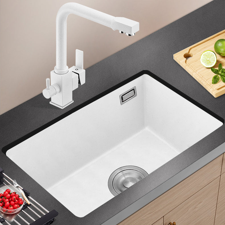 Quartz Kitchen Sink Single Bowl Kitchen Sink with with Drain Strainer Kit Clearhalo 'Home Improvement' 'home_improvement' 'home_improvement_kitchen_sinks' 'Kitchen Remodel & Kitchen Fixtures' 'Kitchen Sinks & Faucet Components' 'Kitchen Sinks' 'kitchen_sinks' 7063357