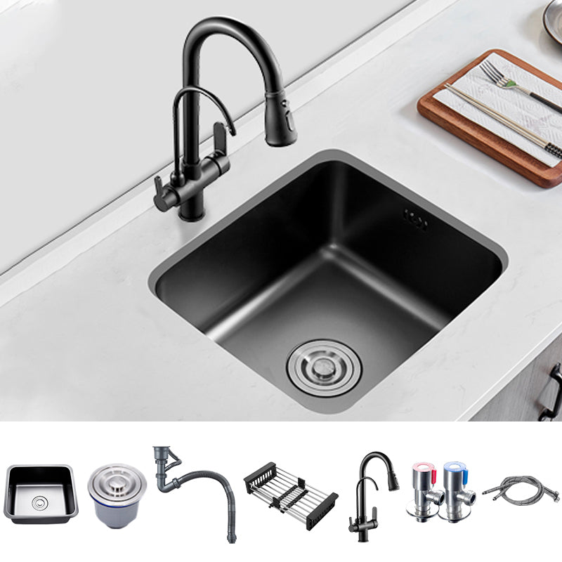 Square Stainless Steel Sink in black with Strainer Drop-In Kitchen Sink Sink with Faucet 3-in-1 Purifying Faucet Clearhalo 'Home Improvement' 'home_improvement' 'home_improvement_kitchen_sinks' 'Kitchen Remodel & Kitchen Fixtures' 'Kitchen Sinks & Faucet Components' 'Kitchen Sinks' 'kitchen_sinks' 7063403