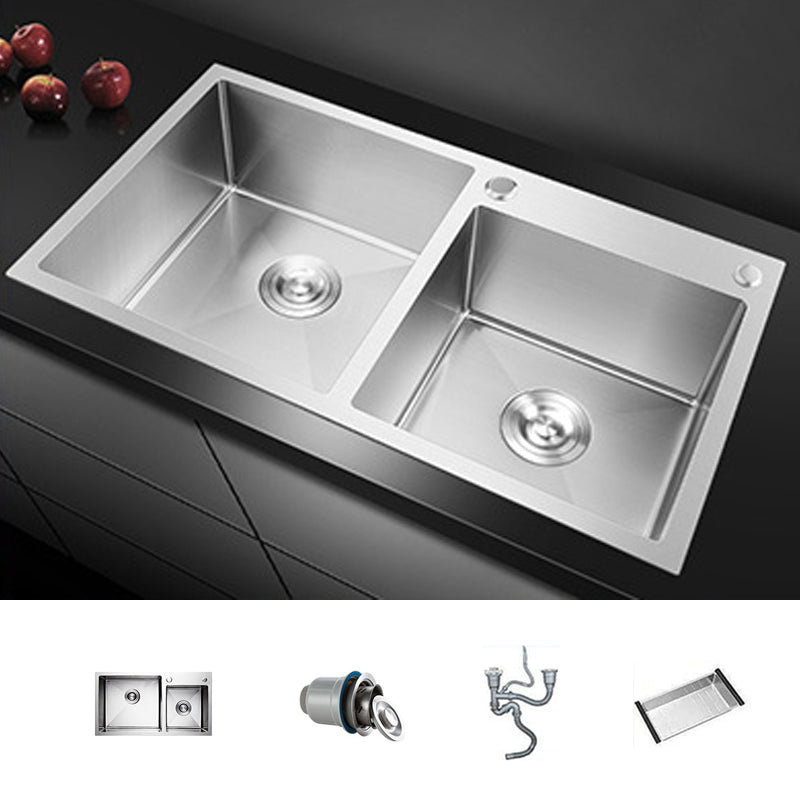 Stainless Steel Workstation Sink Dual Mount Modern Kitchen Bar Sink Sink Only None Clearhalo 'Home Improvement' 'home_improvement' 'home_improvement_kitchen_sinks' 'Kitchen Remodel & Kitchen Fixtures' 'Kitchen Sinks & Faucet Components' 'Kitchen Sinks' 'kitchen_sinks' 7063463