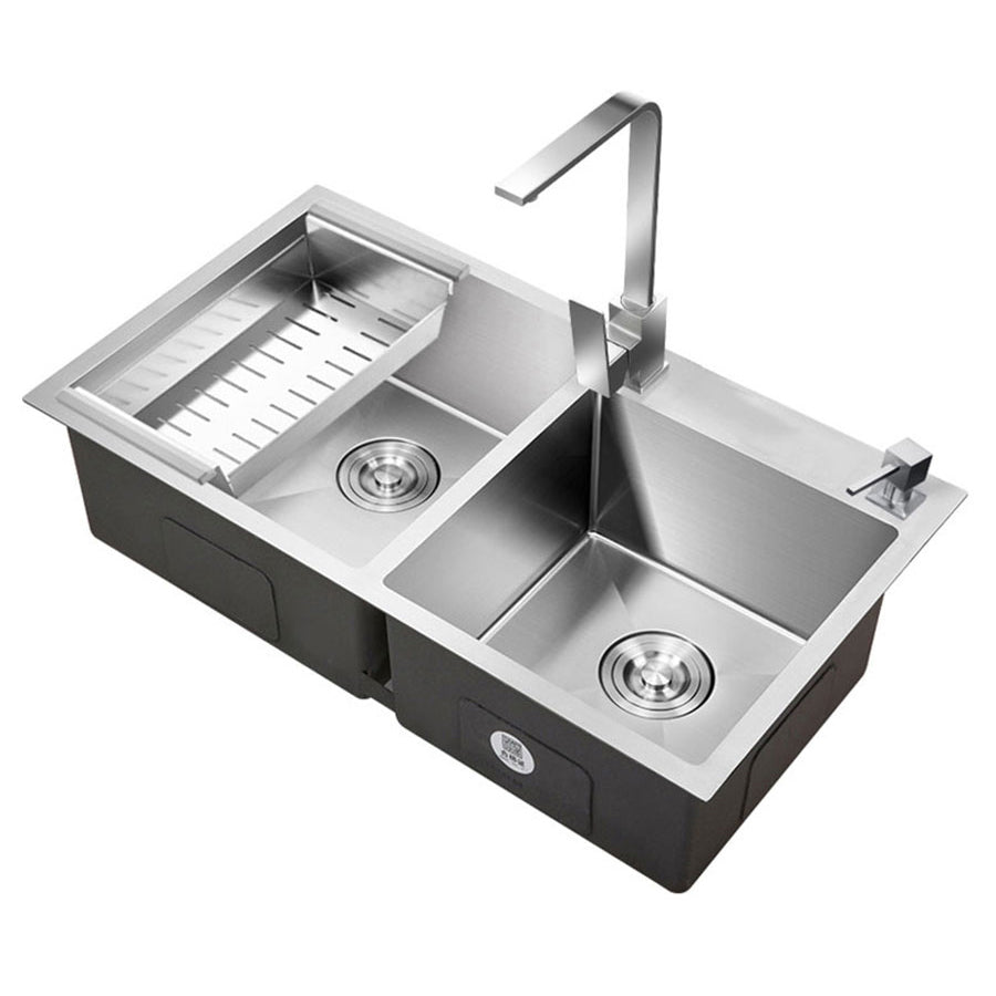 Stainless Steel Workstation Sink Dual Mount Modern Kitchen Bar Sink Clearhalo 'Home Improvement' 'home_improvement' 'home_improvement_kitchen_sinks' 'Kitchen Remodel & Kitchen Fixtures' 'Kitchen Sinks & Faucet Components' 'Kitchen Sinks' 'kitchen_sinks' 7063468
