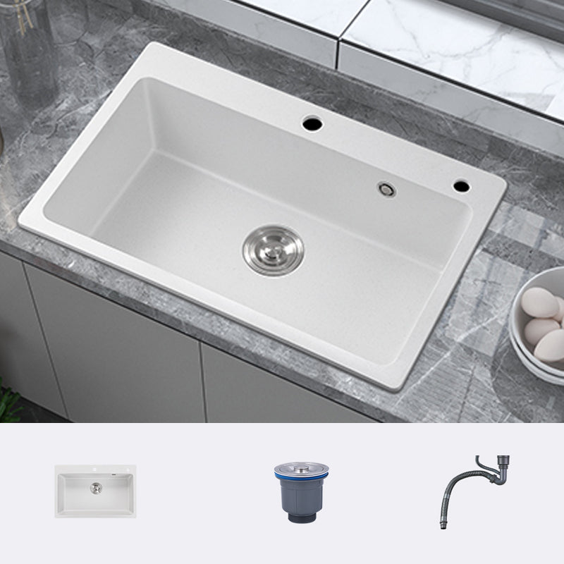 Quartz Kitchen Sink Rectangular Shape Single Bowl Kitchen Sink with Drain Strainer Kit Sink Only None Clearhalo 'Home Improvement' 'home_improvement' 'home_improvement_kitchen_sinks' 'Kitchen Remodel & Kitchen Fixtures' 'Kitchen Sinks & Faucet Components' 'Kitchen Sinks' 'kitchen_sinks' 7063495