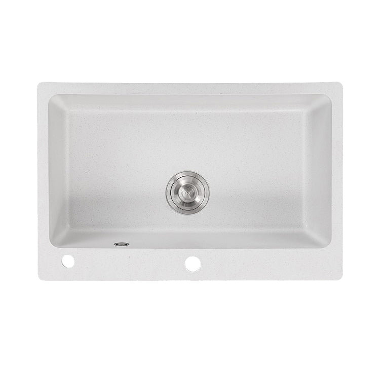 Quartz Kitchen Sink Rectangular Shape Single Bowl Kitchen Sink with Drain Strainer Kit Clearhalo 'Home Improvement' 'home_improvement' 'home_improvement_kitchen_sinks' 'Kitchen Remodel & Kitchen Fixtures' 'Kitchen Sinks & Faucet Components' 'Kitchen Sinks' 'kitchen_sinks' 7063501