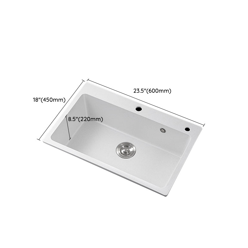 Quartz Kitchen Sink Rectangular Shape Single Bowl Kitchen Sink with Drain Strainer Kit Clearhalo 'Home Improvement' 'home_improvement' 'home_improvement_kitchen_sinks' 'Kitchen Remodel & Kitchen Fixtures' 'Kitchen Sinks & Faucet Components' 'Kitchen Sinks' 'kitchen_sinks' 7063508