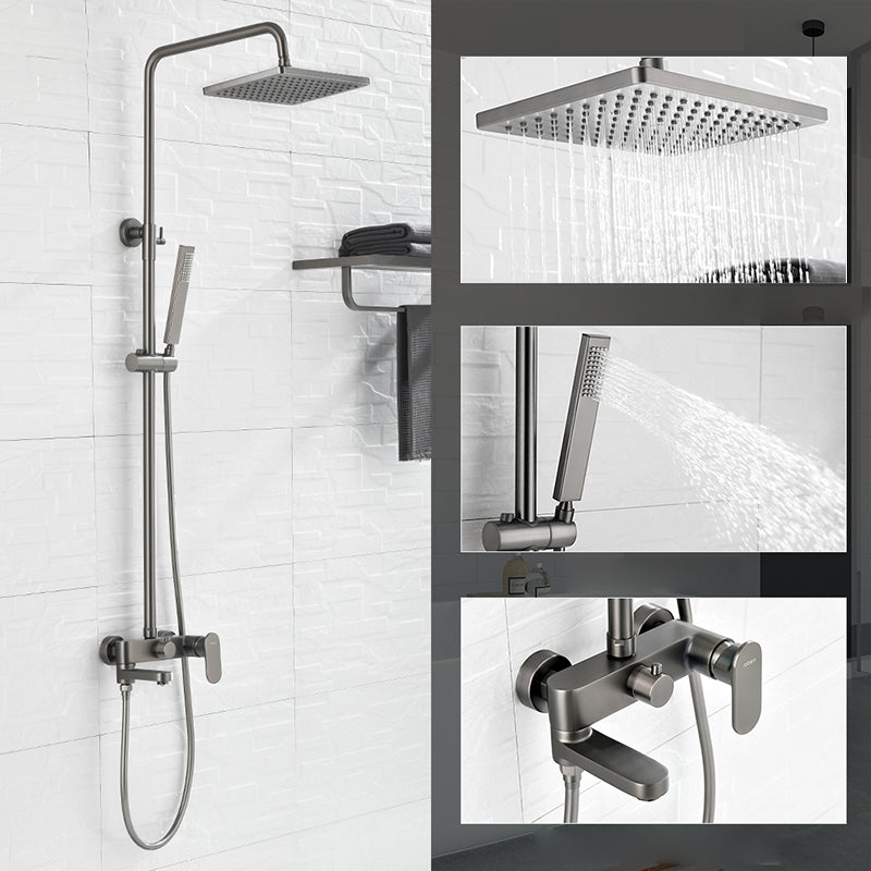 Square Shower System Wall Mount Shower Arm Grey Shower System with Shower Hose ABS 9" Straight Clearhalo 'Bathroom Remodel & Bathroom Fixtures' 'Home Improvement' 'home_improvement' 'home_improvement_shower_faucets' 'Shower Faucets & Systems' 'shower_faucets' 'Showers & Bathtubs Plumbing' 'Showers & Bathtubs' 7063519