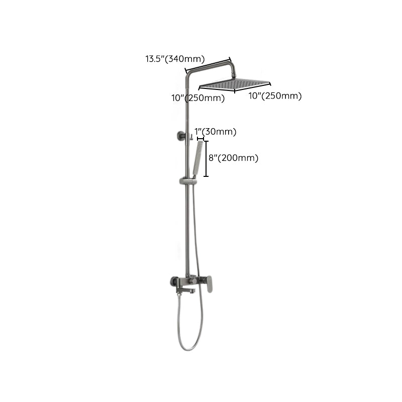 Square Shower System Wall Mount Shower Arm Grey Shower System with Shower Hose Clearhalo 'Bathroom Remodel & Bathroom Fixtures' 'Home Improvement' 'home_improvement' 'home_improvement_shower_faucets' 'Shower Faucets & Systems' 'shower_faucets' 'Showers & Bathtubs Plumbing' 'Showers & Bathtubs' 7063537