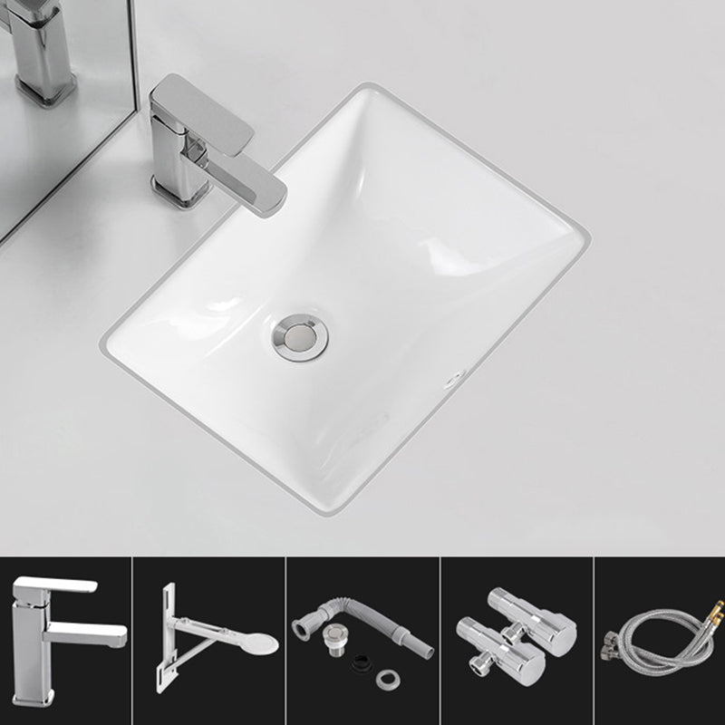 Classic Porcelain Bathroom Sink Trough Bathroom Sink in White 18"L x 13"W x 7"H Cold and Hot Faucet Sink with Faucet Clearhalo 'Bathroom Remodel & Bathroom Fixtures' 'Bathroom Sinks & Faucet Components' 'Bathroom Sinks' 'bathroom_sink' 'Home Improvement' 'home_improvement' 'home_improvement_bathroom_sink' 7063586