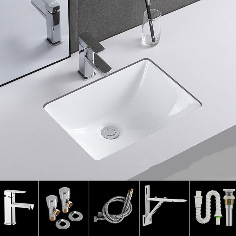 Classic Porcelain Bathroom Sink Trough Bathroom Sink in White 19"L x 14"W x 8"H Cold and Hot Faucet Sink with Faucet Clearhalo 'Bathroom Remodel & Bathroom Fixtures' 'Bathroom Sinks & Faucet Components' 'Bathroom Sinks' 'bathroom_sink' 'Home Improvement' 'home_improvement' 'home_improvement_bathroom_sink' 7063589