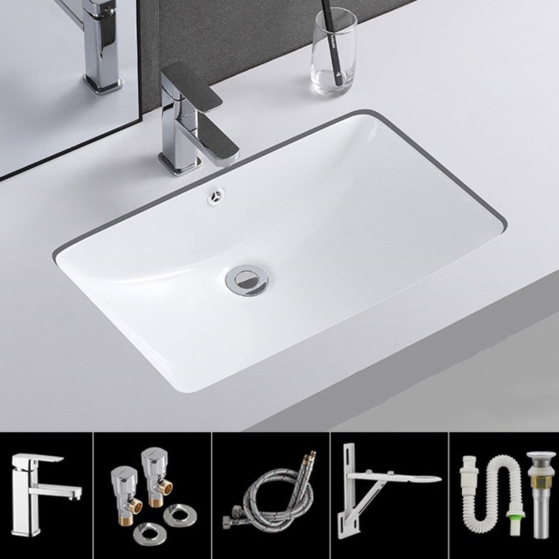 Classic Porcelain Bathroom Sink Trough Bathroom Sink in White 24"L x 15"W x 7"H Cold and Hot Faucet Sink with Faucet Clearhalo 'Bathroom Remodel & Bathroom Fixtures' 'Bathroom Sinks & Faucet Components' 'Bathroom Sinks' 'bathroom_sink' 'Home Improvement' 'home_improvement' 'home_improvement_bathroom_sink' 7063592