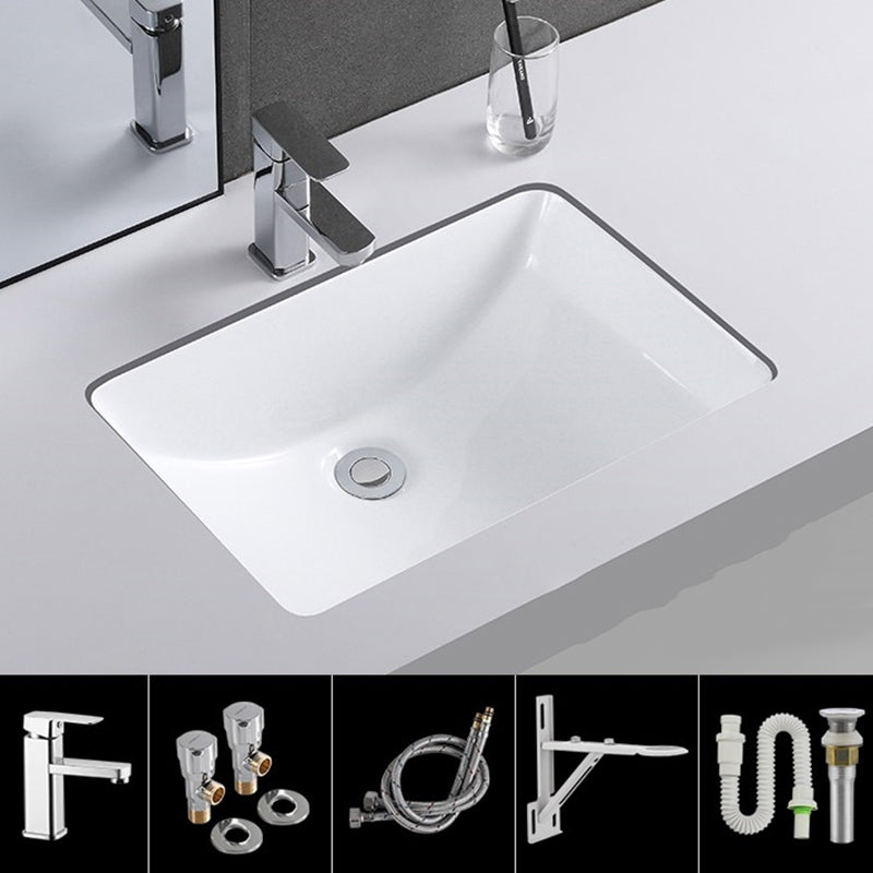 Classic Porcelain Bathroom Sink Trough Bathroom Sink in White 21"L x 15"W x 8"H Cold and Hot Faucet Sink with Faucet Clearhalo 'Bathroom Remodel & Bathroom Fixtures' 'Bathroom Sinks & Faucet Components' 'Bathroom Sinks' 'bathroom_sink' 'Home Improvement' 'home_improvement' 'home_improvement_bathroom_sink' 7063594