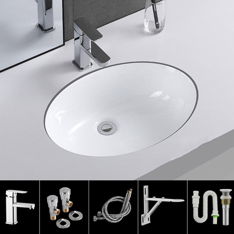 Classic Porcelain Bathroom Sink Trough Bathroom Sink in White 22"L x 16.9"W x 7.9"H Cold and Hot Faucet Sink with Faucet Clearhalo 'Bathroom Remodel & Bathroom Fixtures' 'Bathroom Sinks & Faucet Components' 'Bathroom Sinks' 'bathroom_sink' 'Home Improvement' 'home_improvement' 'home_improvement_bathroom_sink' 7063596