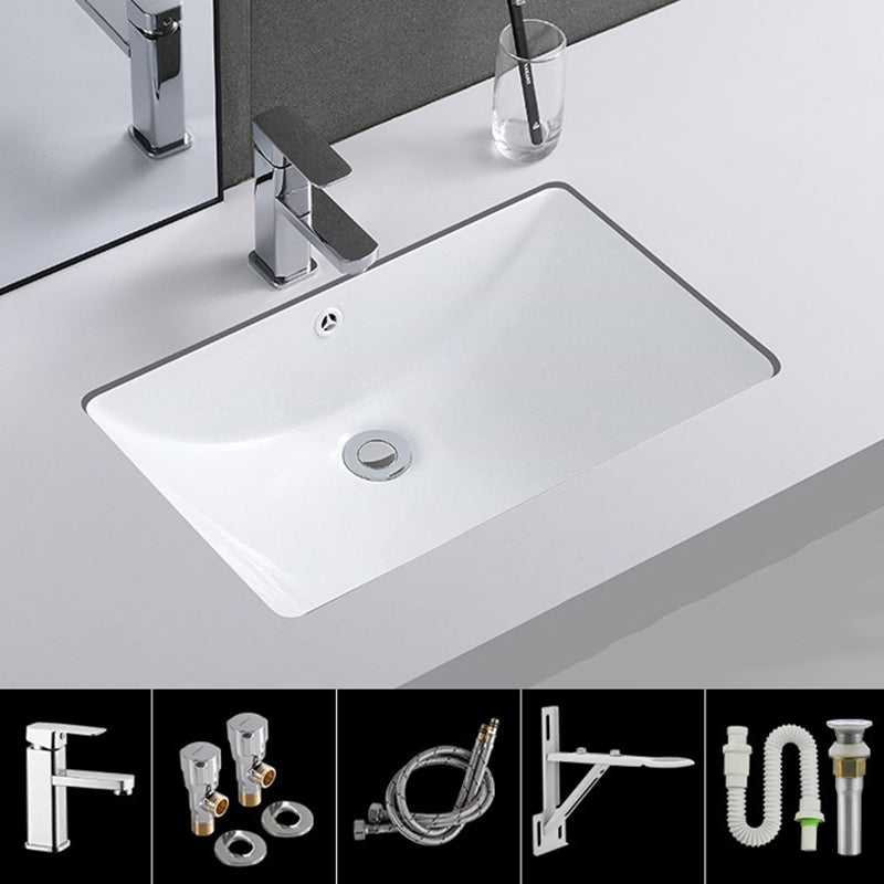 Classic Porcelain Bathroom Sink Trough Bathroom Sink in White 22"L x 14"W x 7"H Cold and Hot Faucet Sink with Faucet Clearhalo 'Bathroom Remodel & Bathroom Fixtures' 'Bathroom Sinks & Faucet Components' 'Bathroom Sinks' 'bathroom_sink' 'Home Improvement' 'home_improvement' 'home_improvement_bathroom_sink' 7063598