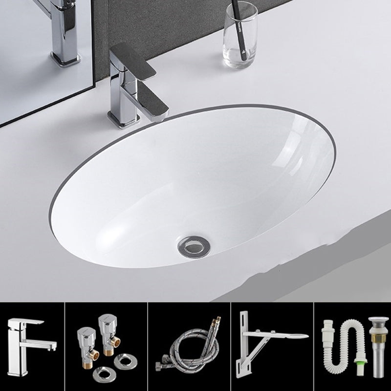 Classic Porcelain Bathroom Sink Trough Bathroom Sink in White 24"L x 17"W x 8"H Cold and Hot Faucet Sink with Faucet Clearhalo 'Bathroom Remodel & Bathroom Fixtures' 'Bathroom Sinks & Faucet Components' 'Bathroom Sinks' 'bathroom_sink' 'Home Improvement' 'home_improvement' 'home_improvement_bathroom_sink' 7063600