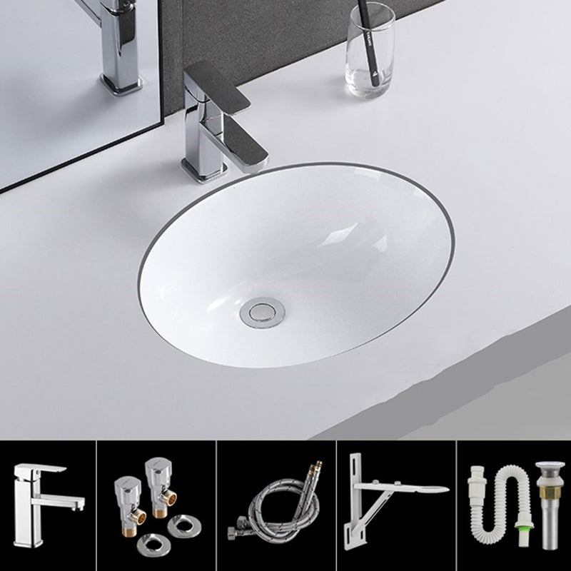 Classic Porcelain Bathroom Sink Trough Bathroom Sink in White 19"L x 15"W x 7"H Cold and Hot Faucet Sink with Faucet Clearhalo 'Bathroom Remodel & Bathroom Fixtures' 'Bathroom Sinks & Faucet Components' 'Bathroom Sinks' 'bathroom_sink' 'Home Improvement' 'home_improvement' 'home_improvement_bathroom_sink' 7063602