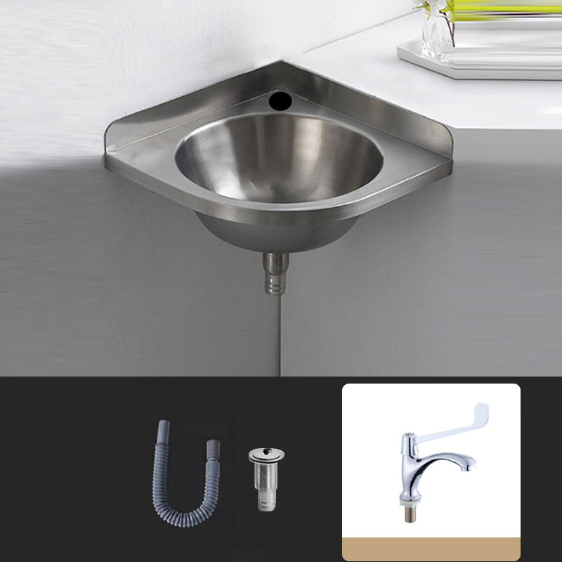 Modern Corner Sinks Metal Round with Faucet Wall Mount Bathroom Sink Pipe Shape Sink with Faucet Clearhalo 'Bathroom Remodel & Bathroom Fixtures' 'Bathroom Sinks & Faucet Components' 'Bathroom Sinks' 'bathroom_sink' 'Home Improvement' 'home_improvement' 'home_improvement_bathroom_sink' 7063667