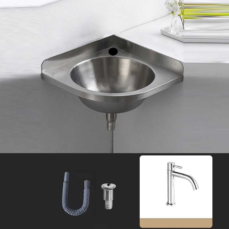 Modern Corner Sinks Metal Round with Faucet Wall Mount Bathroom Sink Right Angle Sink with Faucet Clearhalo 'Bathroom Remodel & Bathroom Fixtures' 'Bathroom Sinks & Faucet Components' 'Bathroom Sinks' 'bathroom_sink' 'Home Improvement' 'home_improvement' 'home_improvement_bathroom_sink' 7063673