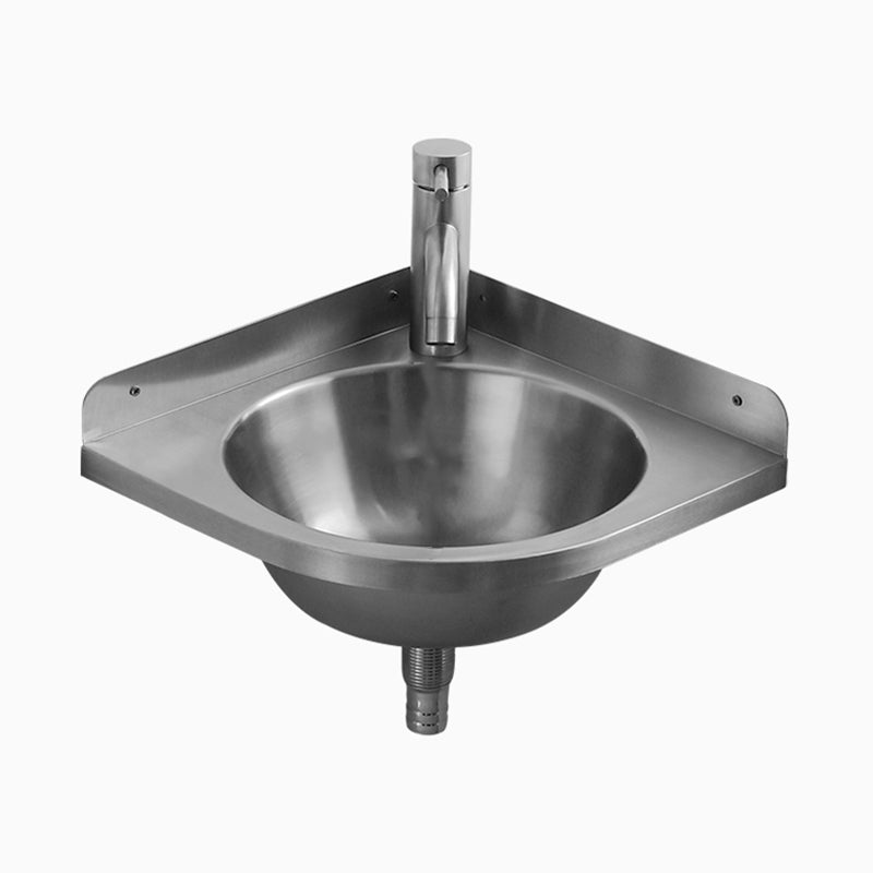 Modern Corner Sinks Metal Round with Faucet Wall Mount Bathroom Sink Clearhalo 'Bathroom Remodel & Bathroom Fixtures' 'Bathroom Sinks & Faucet Components' 'Bathroom Sinks' 'bathroom_sink' 'Home Improvement' 'home_improvement' 'home_improvement_bathroom_sink' 7063681