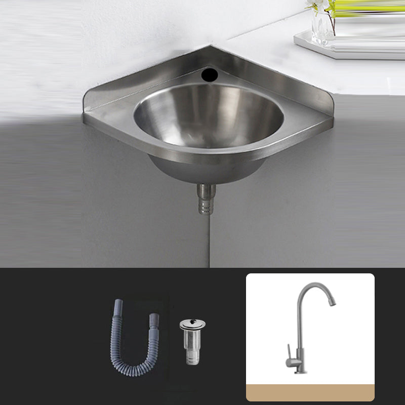 Modern Corner Sinks Metal Round with Faucet Wall Mount Bathroom Sink High Arc Sink with Faucet Clearhalo 'Bathroom Remodel & Bathroom Fixtures' 'Bathroom Sinks & Faucet Components' 'Bathroom Sinks' 'bathroom_sink' 'Home Improvement' 'home_improvement' 'home_improvement_bathroom_sink' 7063685