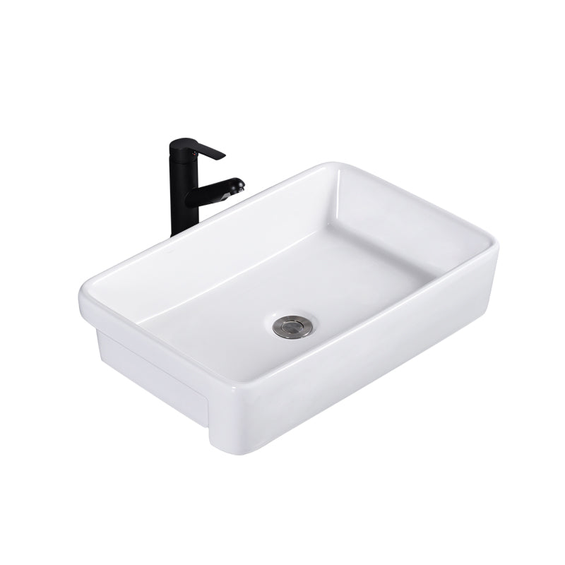Modern Semi-Recessed Vessel Porcelain with Overflow And Drain Assembly Bathroom Sink Clearhalo 'Bathroom Remodel & Bathroom Fixtures' 'Bathroom Sinks & Faucet Components' 'Bathroom Sinks' 'bathroom_sink' 'Home Improvement' 'home_improvement' 'home_improvement_bathroom_sink' 7063697