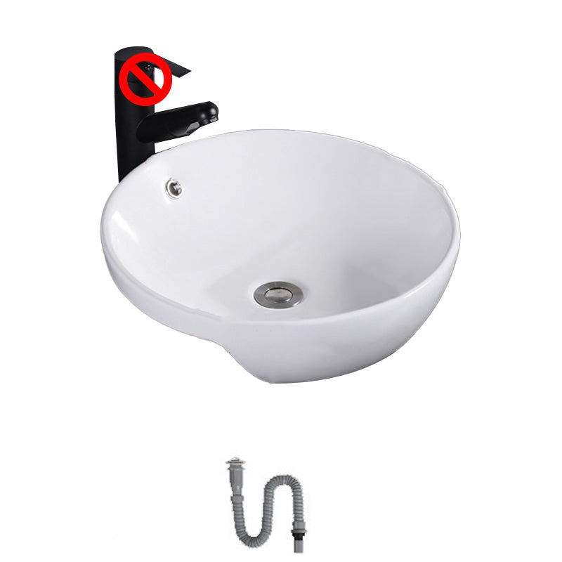 Modern Semi-Recessed Vessel Porcelain with Overflow And Drain Assembly Bathroom Sink 17"L x 17"W x 6"H Unavailiable Sink Clearhalo 'Bathroom Remodel & Bathroom Fixtures' 'Bathroom Sinks & Faucet Components' 'Bathroom Sinks' 'bathroom_sink' 'Home Improvement' 'home_improvement' 'home_improvement_bathroom_sink' 7063698