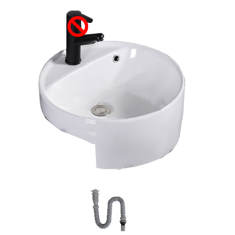 Modern Semi-Recessed Vessel Porcelain with Overflow And Drain Assembly Bathroom Sink 17"L x 17"W x 7"H Unavailiable Sink Clearhalo 'Bathroom Remodel & Bathroom Fixtures' 'Bathroom Sinks & Faucet Components' 'Bathroom Sinks' 'bathroom_sink' 'Home Improvement' 'home_improvement' 'home_improvement_bathroom_sink' 7063708
