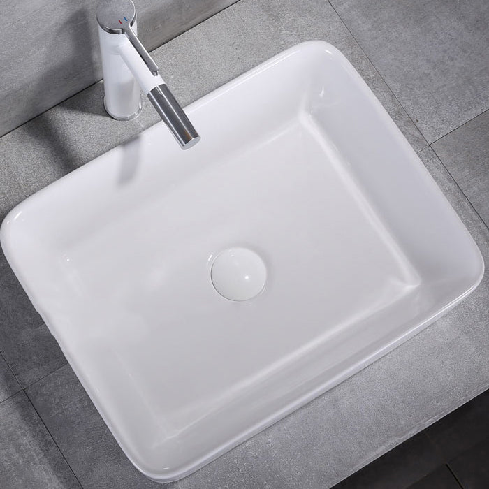 Contemporary Trough Sink Porcelain Trough Bathroom Sink with Faucet Included Clearhalo 'Bathroom Remodel & Bathroom Fixtures' 'Bathroom Sinks & Faucet Components' 'Bathroom Sinks' 'bathroom_sink' 'Home Improvement' 'home_improvement' 'home_improvement_bathroom_sink' 7063721