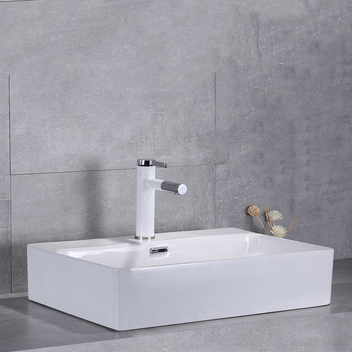 Contemporary Trough Sink Porcelain Trough Bathroom Sink with Faucet Included Clearhalo 'Bathroom Remodel & Bathroom Fixtures' 'Bathroom Sinks & Faucet Components' 'Bathroom Sinks' 'bathroom_sink' 'Home Improvement' 'home_improvement' 'home_improvement_bathroom_sink' 7063725