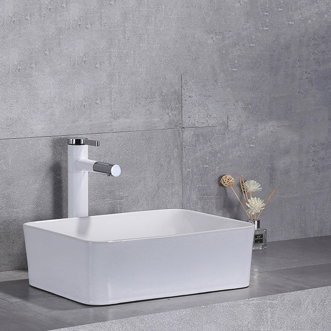 Contemporary Trough Sink Porcelain Trough Bathroom Sink with Faucet Included Clearhalo 'Bathroom Remodel & Bathroom Fixtures' 'Bathroom Sinks & Faucet Components' 'Bathroom Sinks' 'bathroom_sink' 'Home Improvement' 'home_improvement' 'home_improvement_bathroom_sink' 7063734