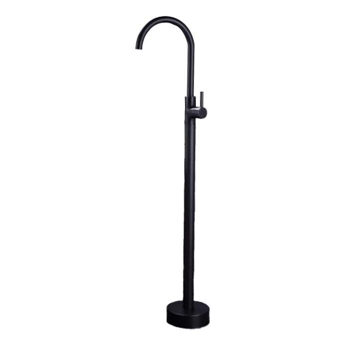 High Arc Floor Mounted Contemporary Metal Lever Handle Floor Mount Black Ground Hand Shower Not Included Clearhalo 'Bathroom Remodel & Bathroom Fixtures' 'Bathtub Faucets' 'bathtub_faucets' 'Home Improvement' 'home_improvement' 'home_improvement_bathtub_faucets' 7063833