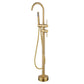 High Arc Floor Mounted Contemporary Metal Lever Handle Floor Mount Gold Hand Shower Included Clearhalo 'Bathroom Remodel & Bathroom Fixtures' 'Bathtub Faucets' 'bathtub_faucets' 'Home Improvement' 'home_improvement' 'home_improvement_bathtub_faucets' 7063840