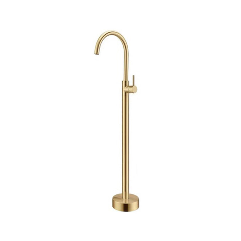 High Arc Floor Mounted Contemporary Metal Lever Handle Floor Mount Gold Ground Hand Shower Not Included Clearhalo 'Bathroom Remodel & Bathroom Fixtures' 'Bathtub Faucets' 'bathtub_faucets' 'Home Improvement' 'home_improvement' 'home_improvement_bathtub_faucets' 7063843