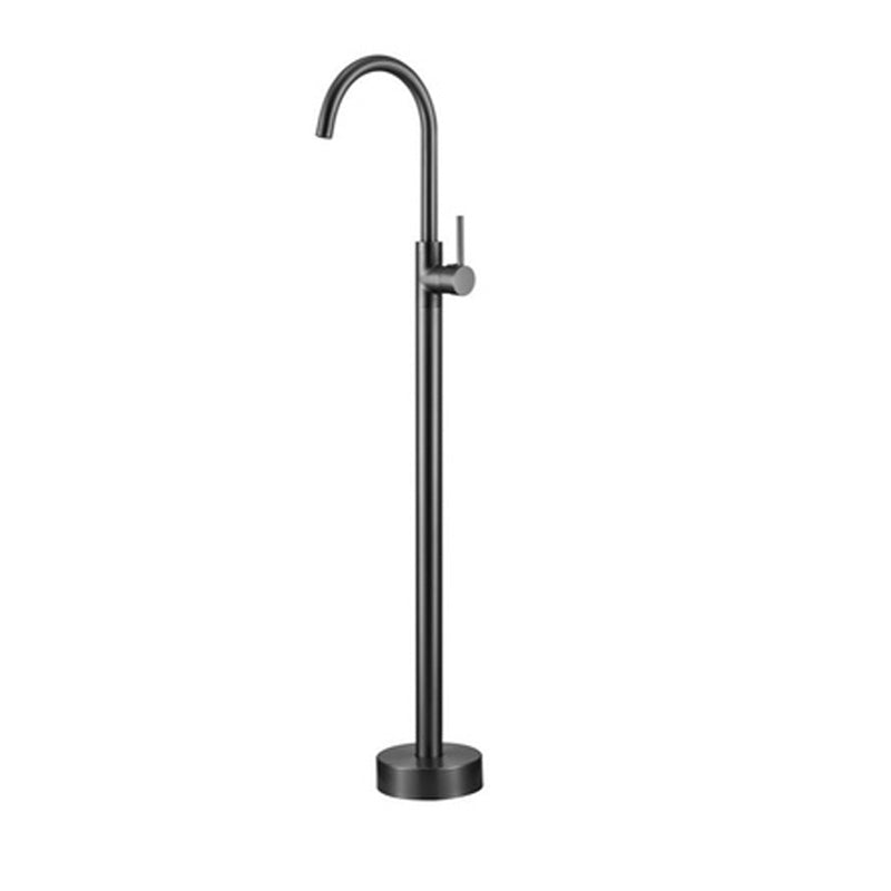 High Arc Floor Mounted Contemporary Metal Lever Handle Floor Mount Grey Ground Hand Shower Not Included Clearhalo 'Bathroom Remodel & Bathroom Fixtures' 'Bathtub Faucets' 'bathtub_faucets' 'Home Improvement' 'home_improvement' 'home_improvement_bathtub_faucets' 7063849