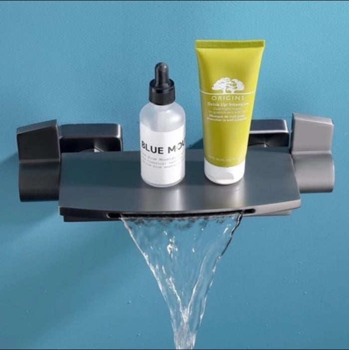 Lever Handle Wall Mounted Contemporary Low Arc Metal Wall Mount Grey Hand Shower Not Included Clearhalo 'Bathroom Remodel & Bathroom Fixtures' 'Bathtub Faucets' 'bathtub_faucets' 'Home Improvement' 'home_improvement' 'home_improvement_bathtub_faucets' 7063903