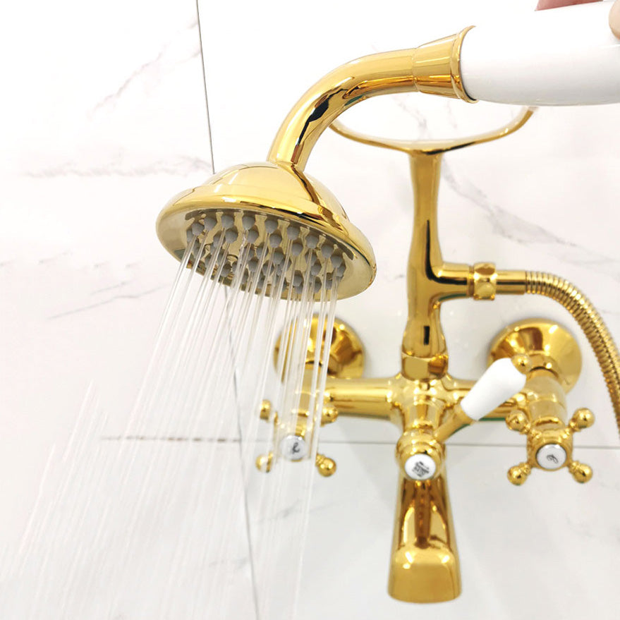 Traditional Wall Mounted Metal Claw Foot Tub Faucet Trim Low Arc Claw Tub Faucet Trim Clearhalo 'Bathroom Remodel & Bathroom Fixtures' 'Bathtub Faucets' 'bathtub_faucets' 'Home Improvement' 'home_improvement' 'home_improvement_bathtub_faucets' 7063914