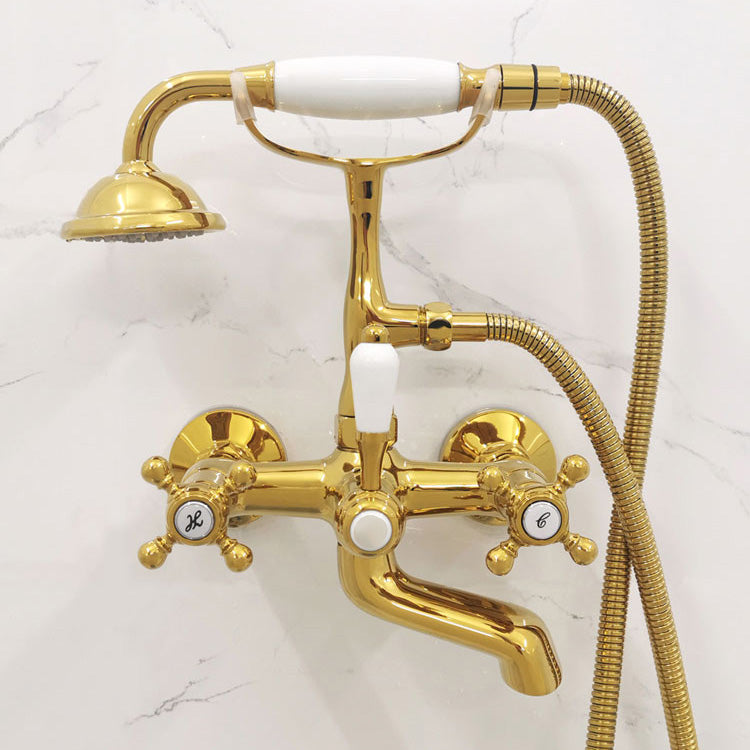 Traditional Wall Mounted Metal Claw Foot Tub Faucet Trim Low Arc Claw Tub Faucet Trim Clearhalo 'Bathroom Remodel & Bathroom Fixtures' 'Bathtub Faucets' 'bathtub_faucets' 'Home Improvement' 'home_improvement' 'home_improvement_bathtub_faucets' 7063916